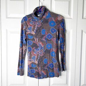 ba&sh Jonas Multi-Color Printed Turtleneck Long Sleeve Top Women's Size Medium M